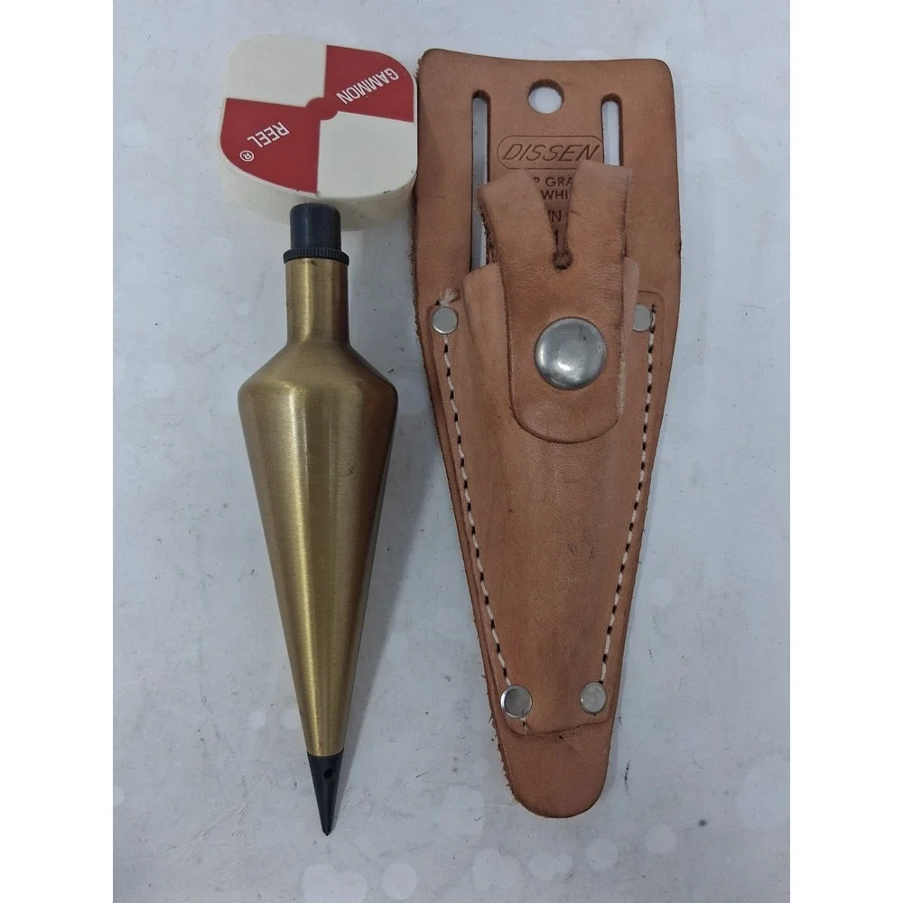 16 oz Brass Plumb-Bob with Steel Tip and Leather Holster CST PLUS Gammon Reel